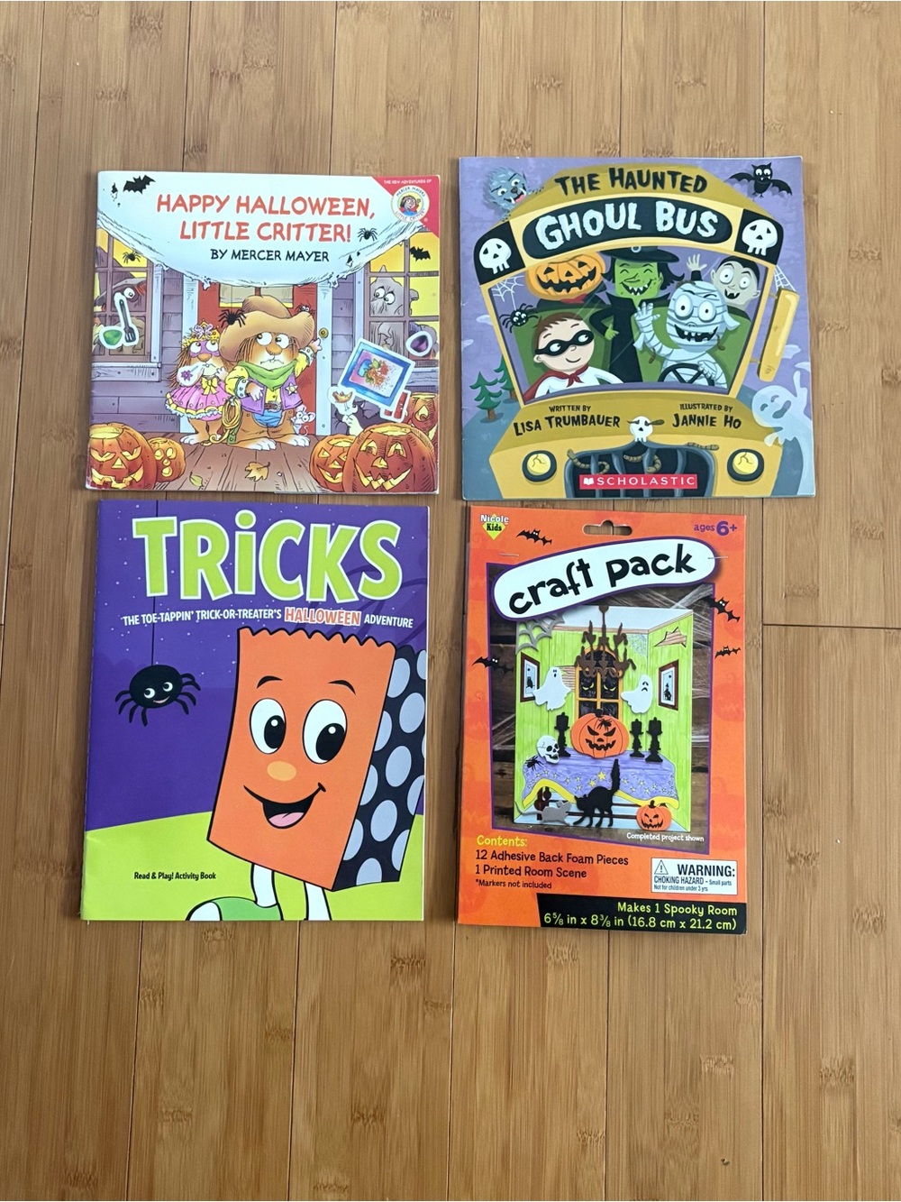 Scholastic Kids Halloween Picture Books Activity Book Foam Craft 4-Item Lot